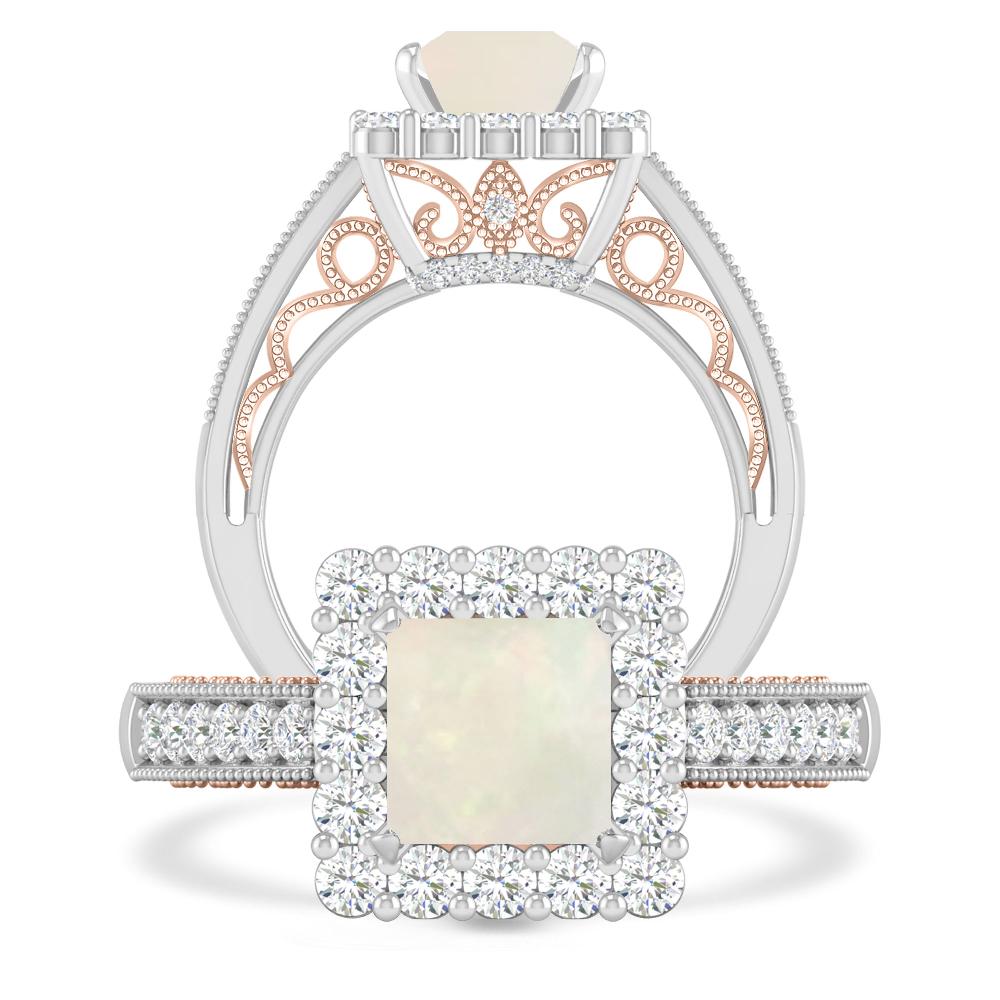 White Gold/Rose Gold - Opal