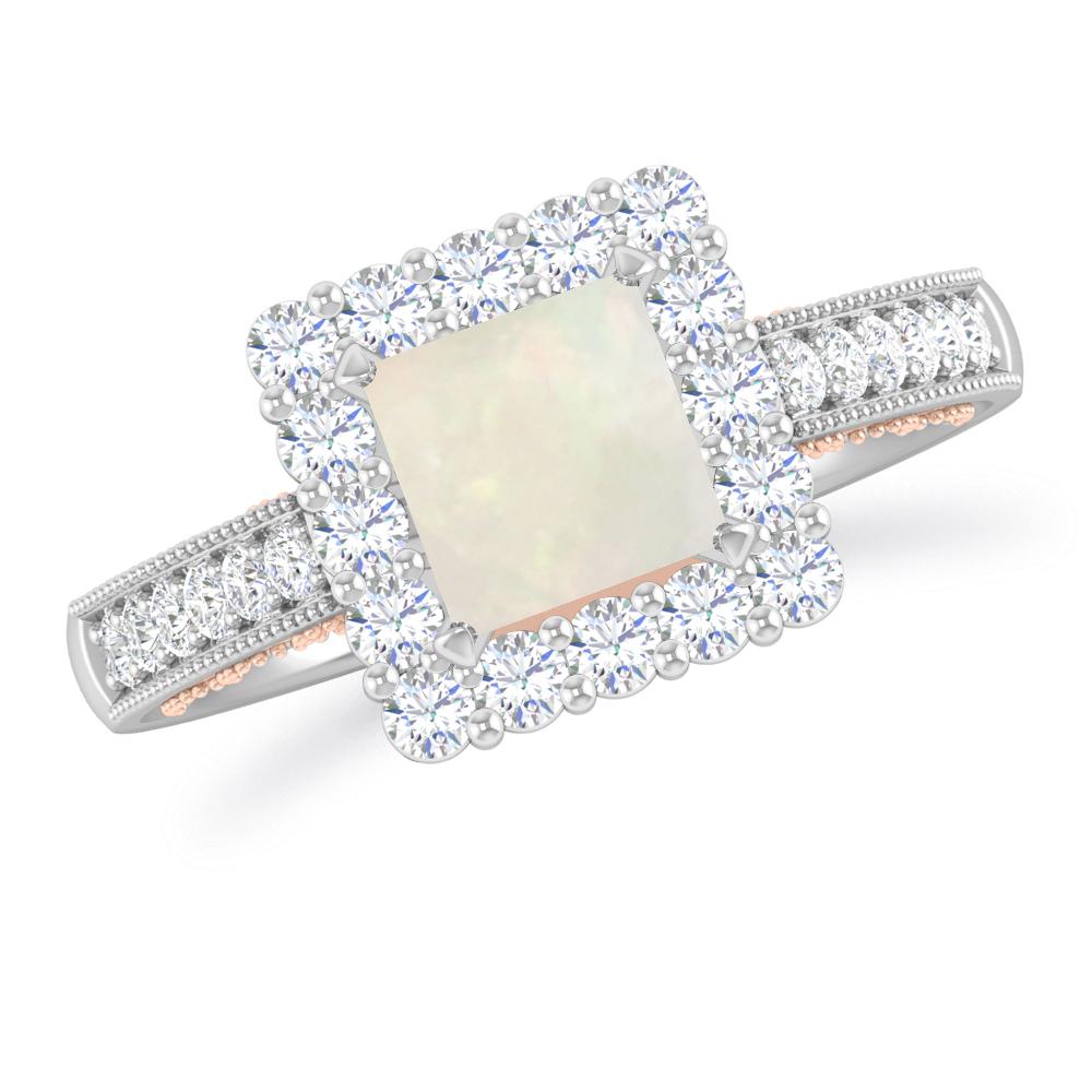 White Gold/Rose Gold - Opal