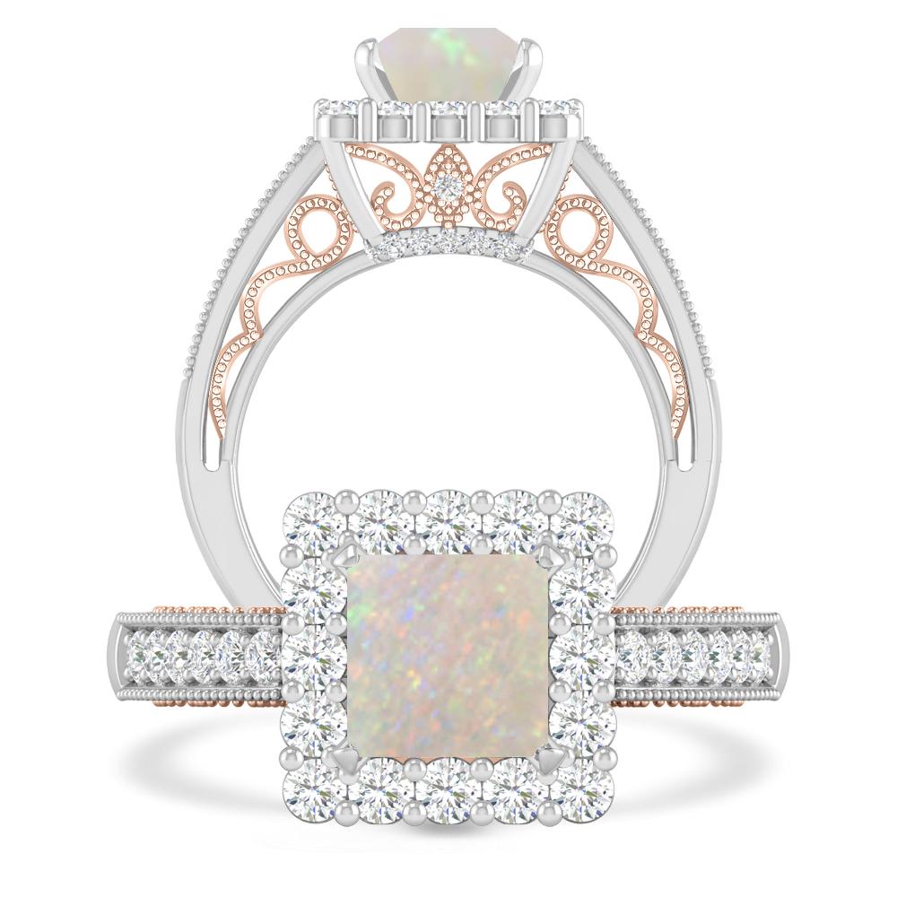 White Gold/Rose Gold - Opal