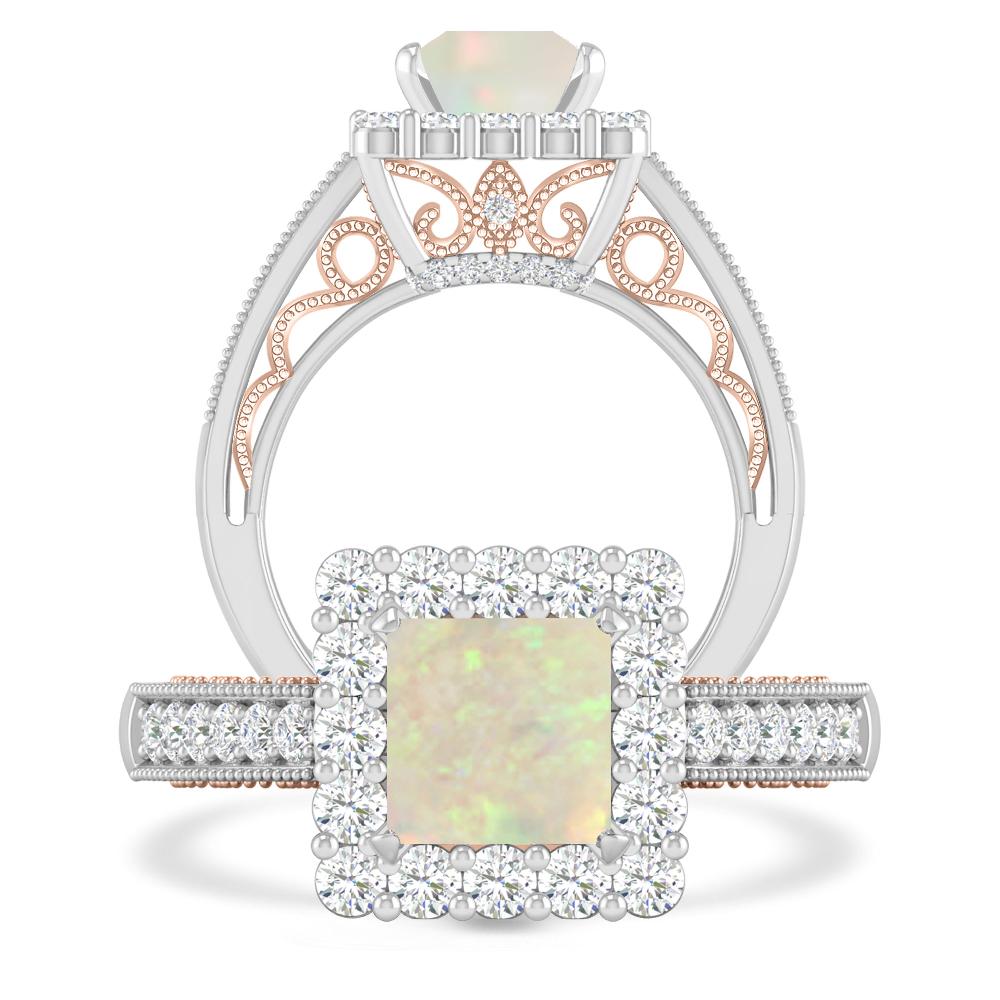 White Gold/Rose Gold - Opal