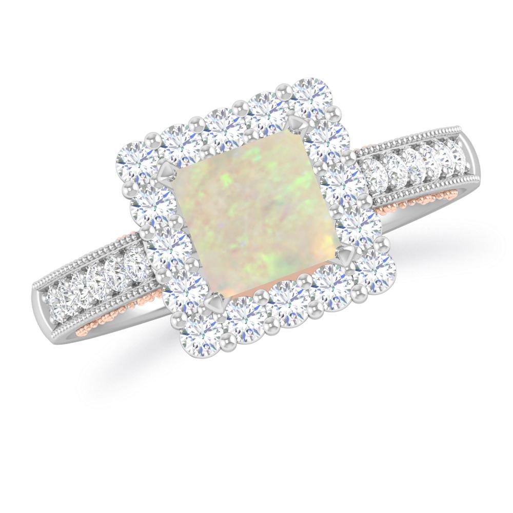 White Gold/Rose Gold - Opal