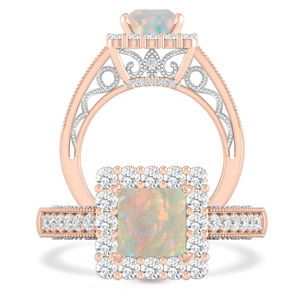 Rose Gold/White Gold - Opal