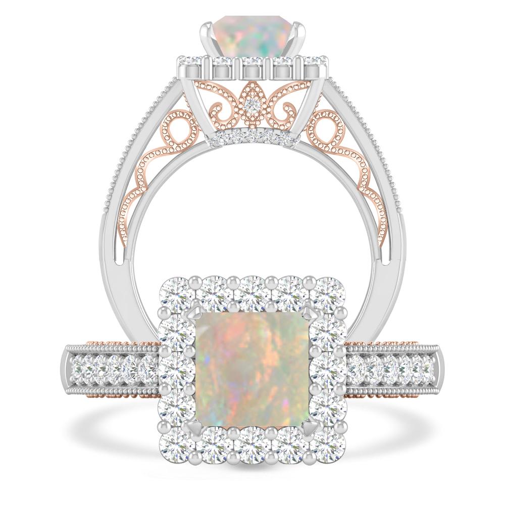 White Gold/Rose Gold - Opal