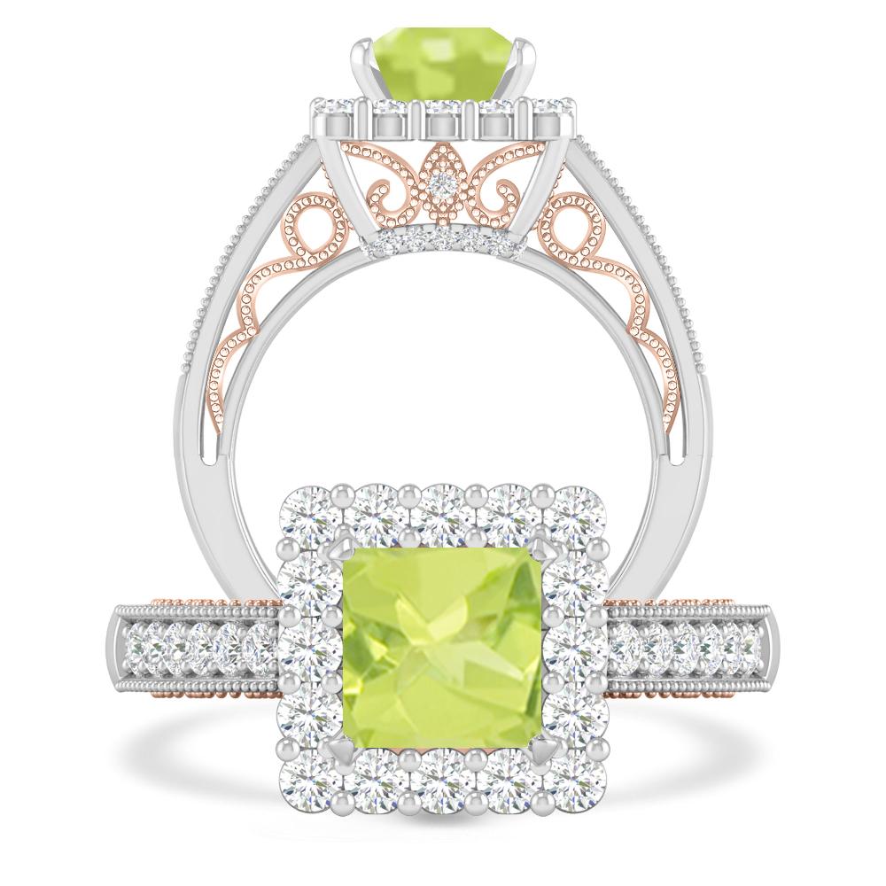 White Gold/Rose Gold - Peridot