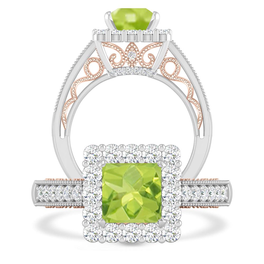 White Gold/Rose Gold - Peridot