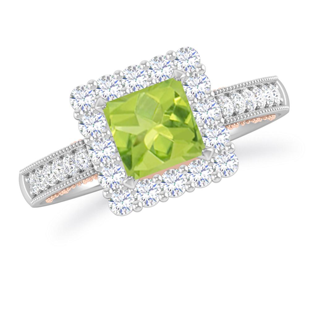 White Gold/Rose Gold - Peridot