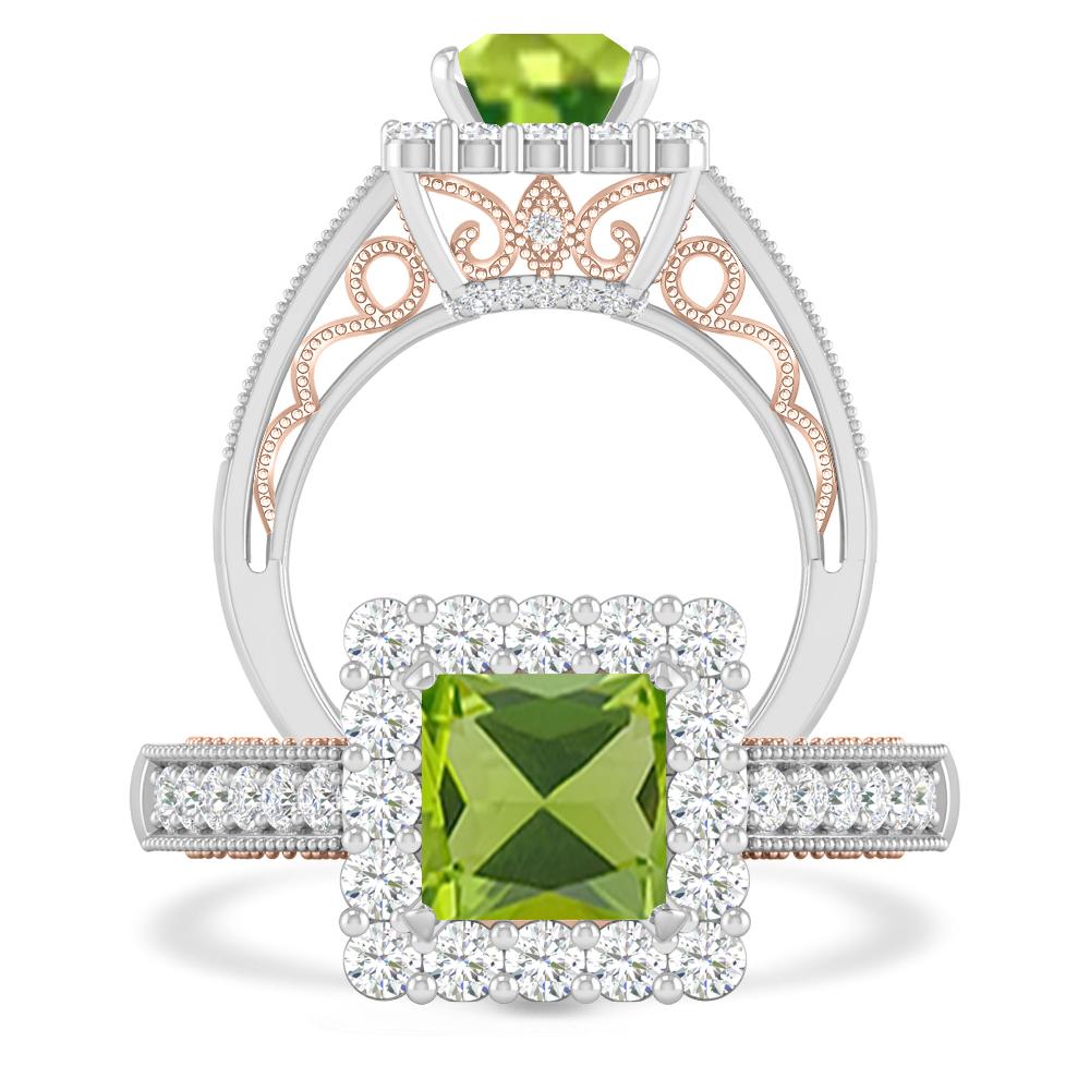 White Gold/Rose Gold - Peridot