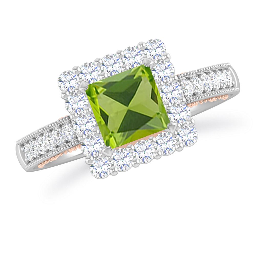 White Gold/Rose Gold - Peridot