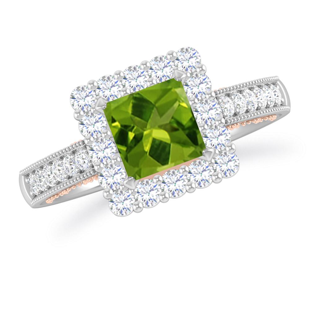 White Gold/Rose Gold - Peridot