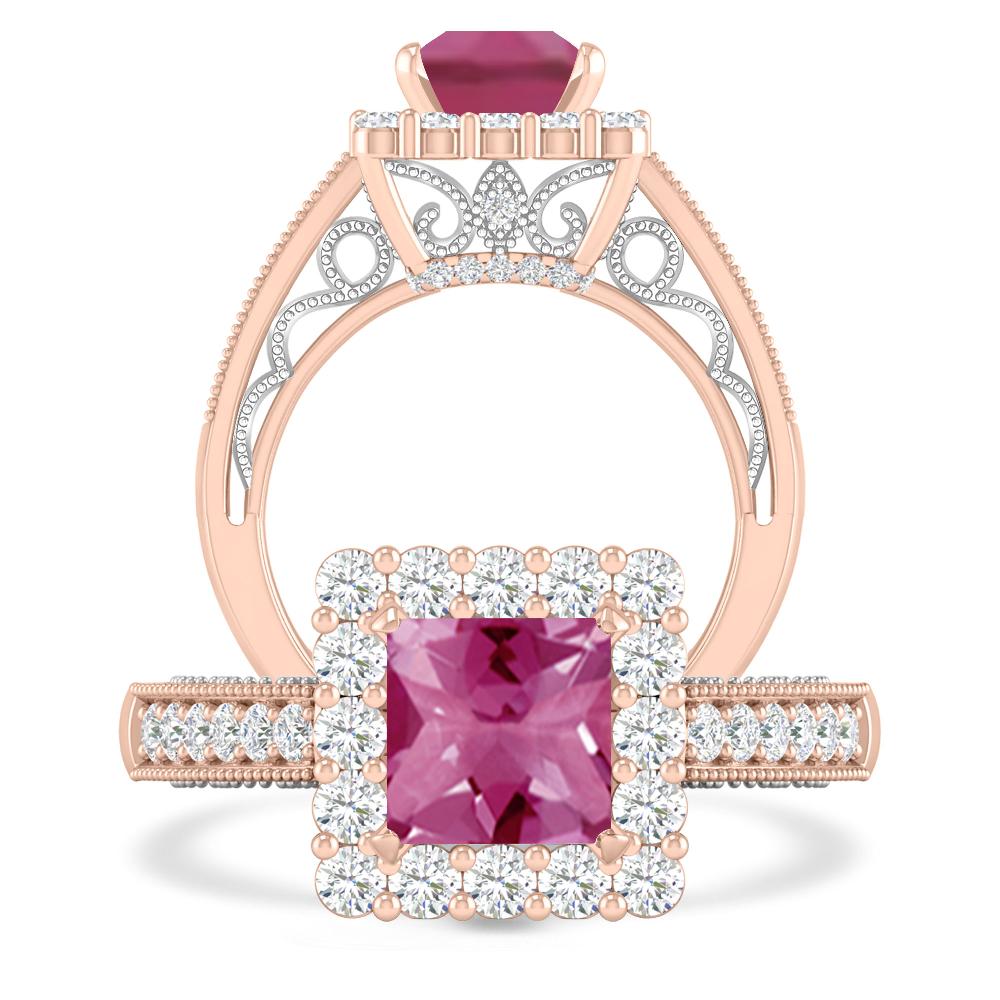 Rose Gold/White Gold - Pink Tourmaline