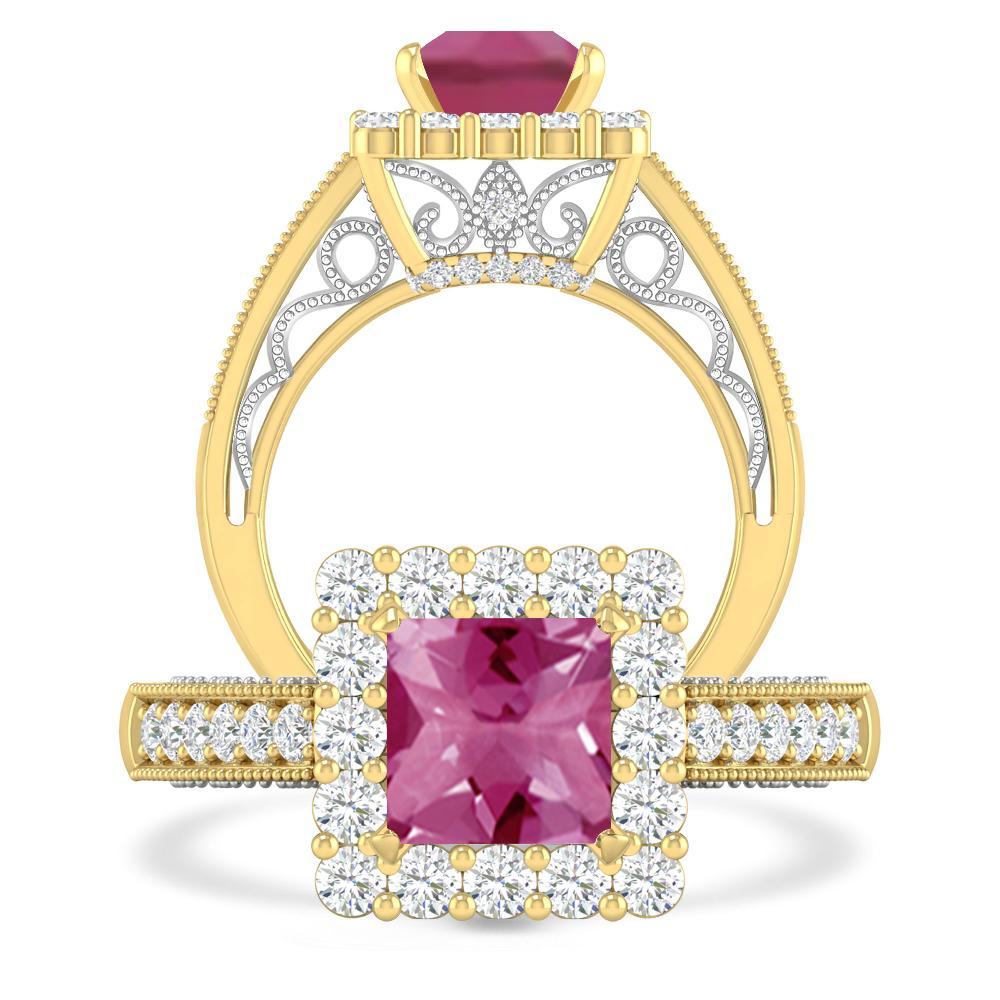 Yellow Gold/White Gold - Pink Tourmaline