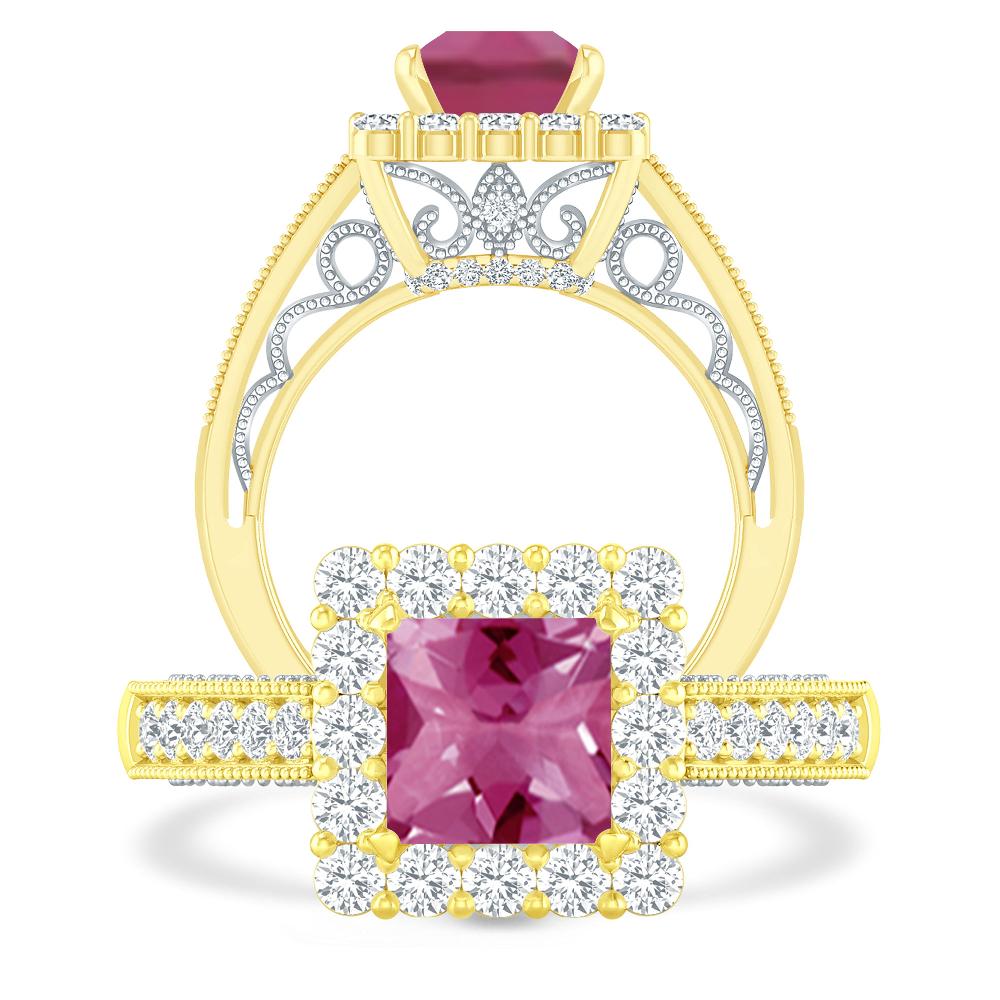 Yellow Gold - Pink Tourmaline