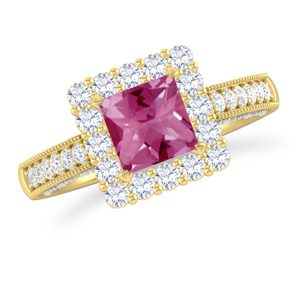 Yellow Gold/White Gold - Pink Tourmaline