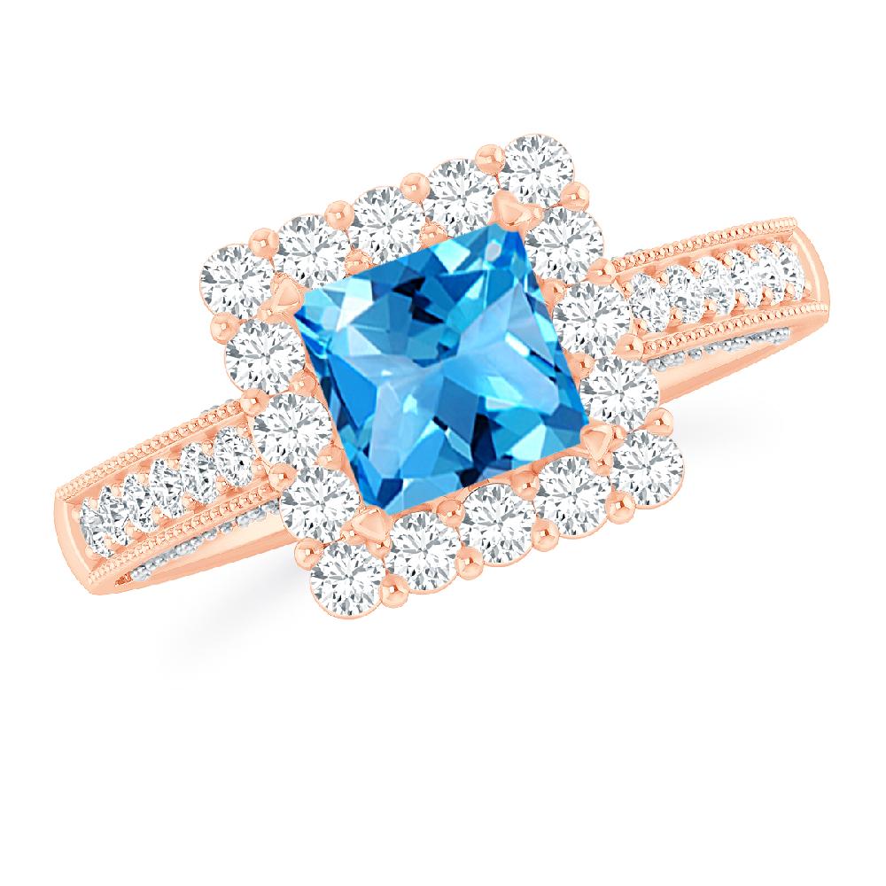 Rose Gold - Blue Topaz