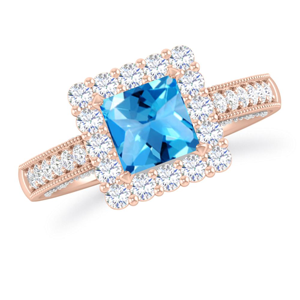 Rose Gold/White Gold - Blue Topaz