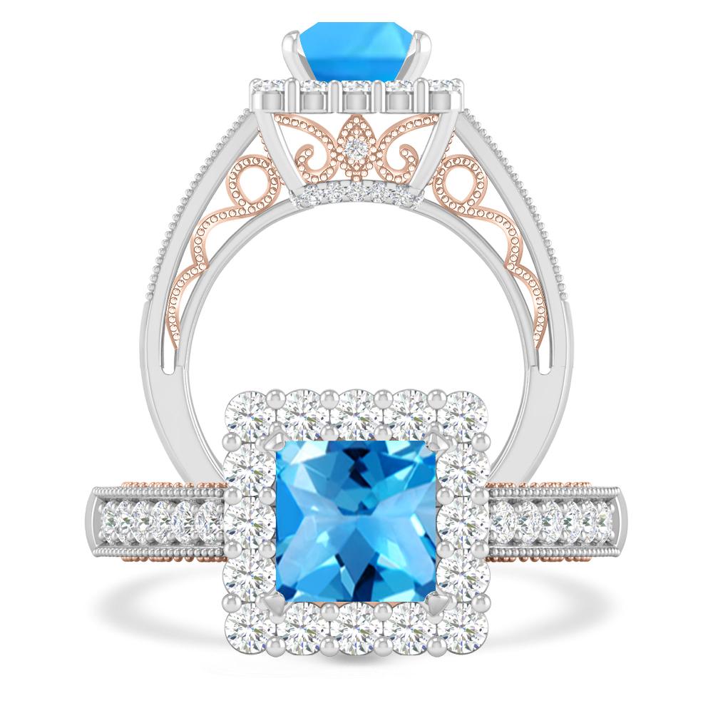 White Gold/Rose Gold - Blue Topaz