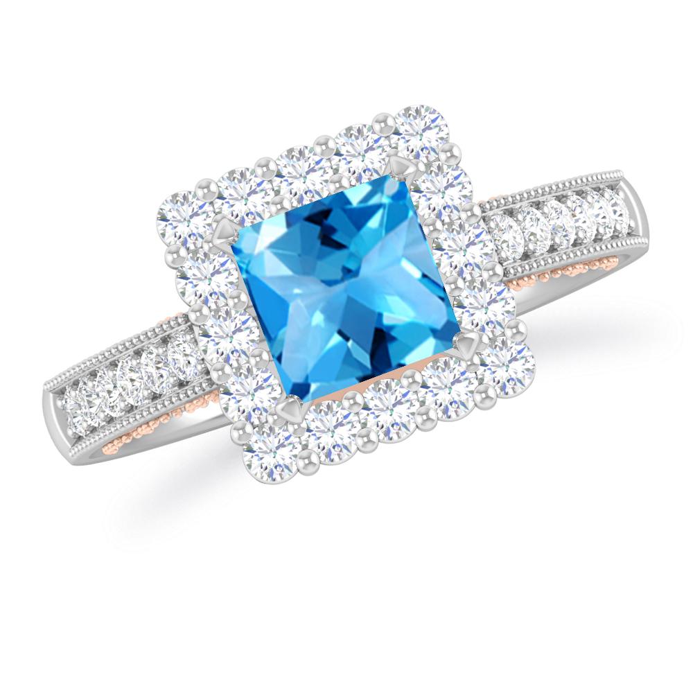 White Gold/Rose Gold - Blue Topaz