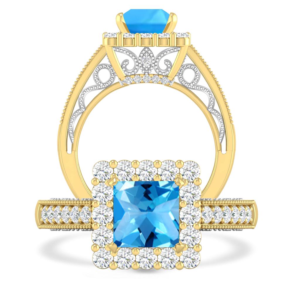 Yellow Gold/White Gold - Blue Topaz