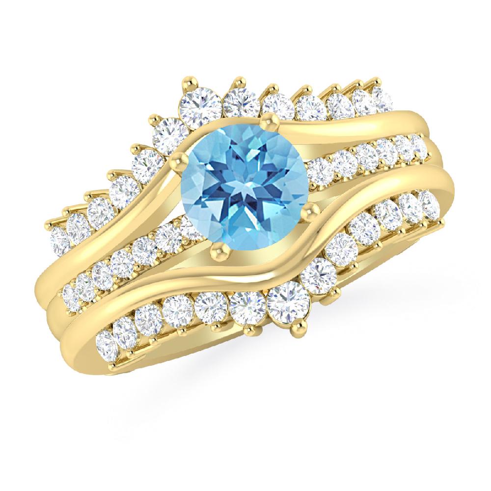 Yellow Gold - Blue Topaz