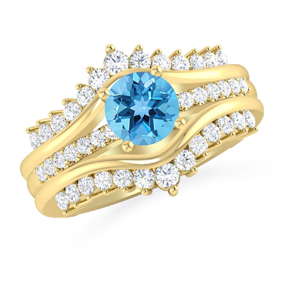 Yellow Gold - Blue Topaz