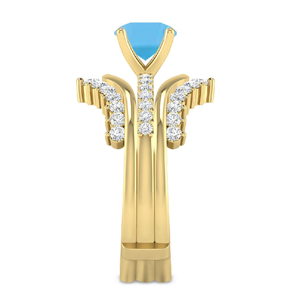 Yellow Gold - Blue Topaz