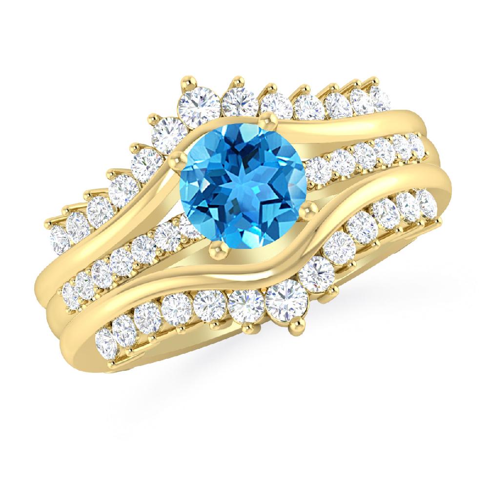 Yellow Gold - Blue Topaz