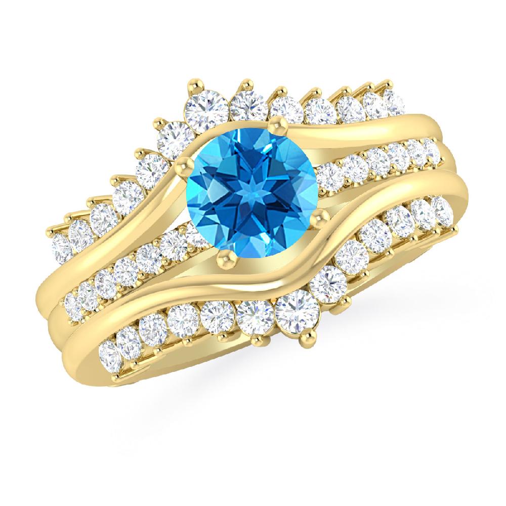 Yellow Gold - Blue Topaz