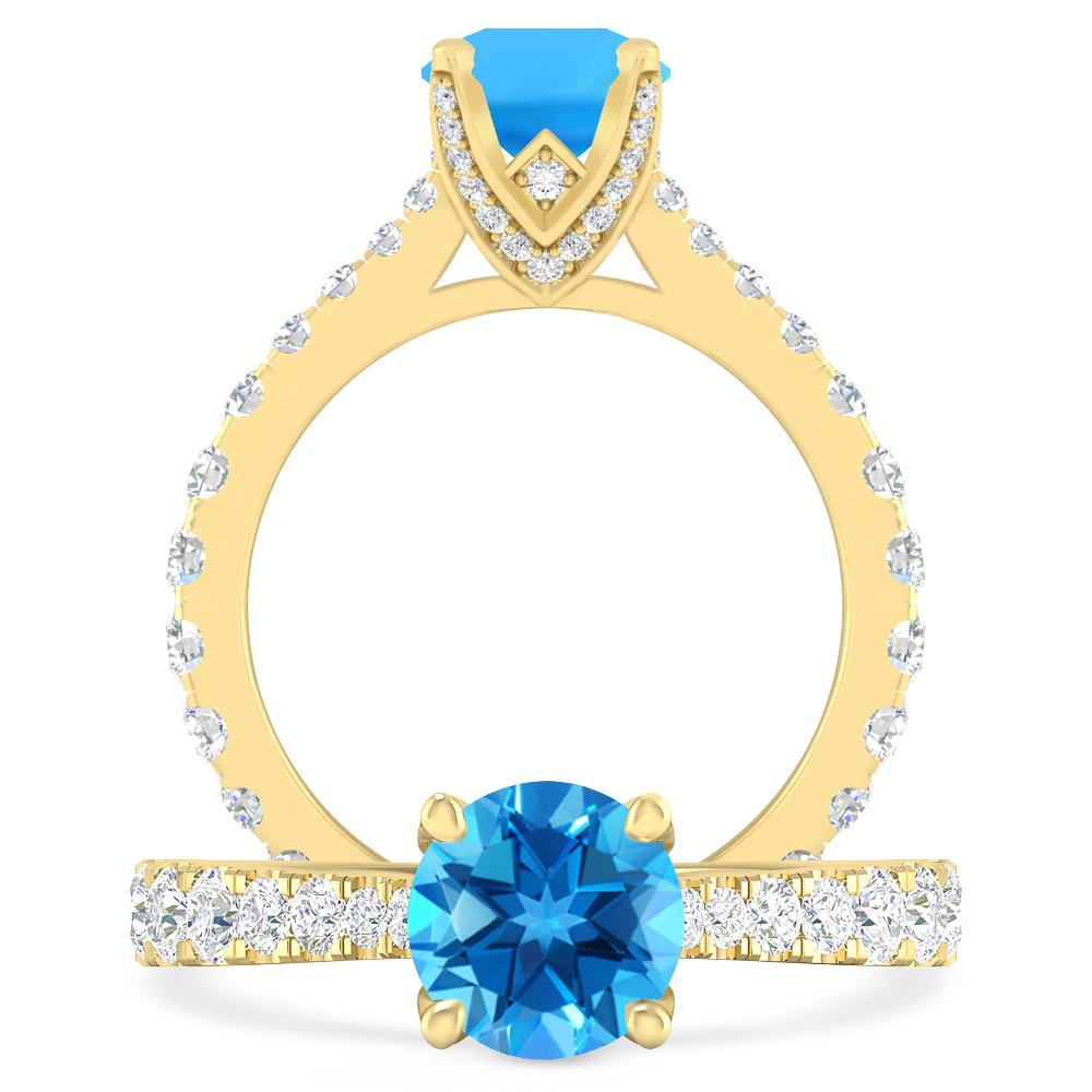 Yellow Gold - Blue Topaz