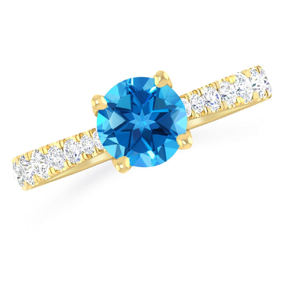 Yellow Gold - Blue Topaz