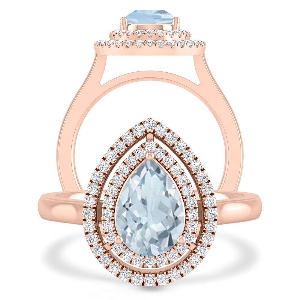 Rose Gold - Aquamarine