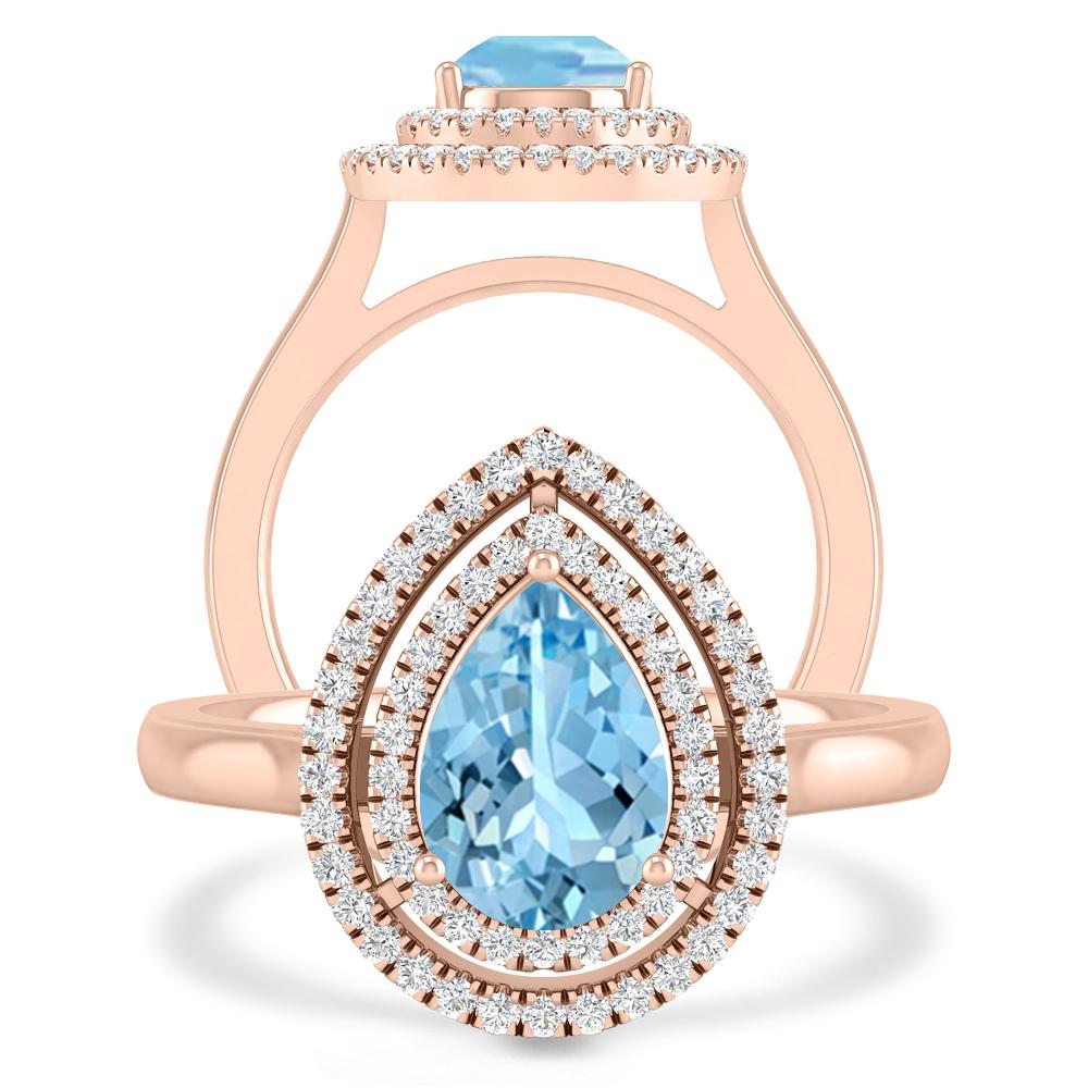 Rose Gold - Aquamarine