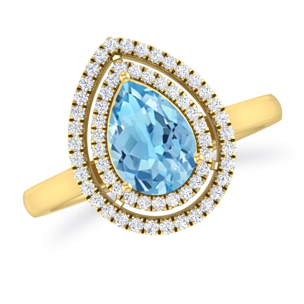 Yellow Gold - Blue Topaz