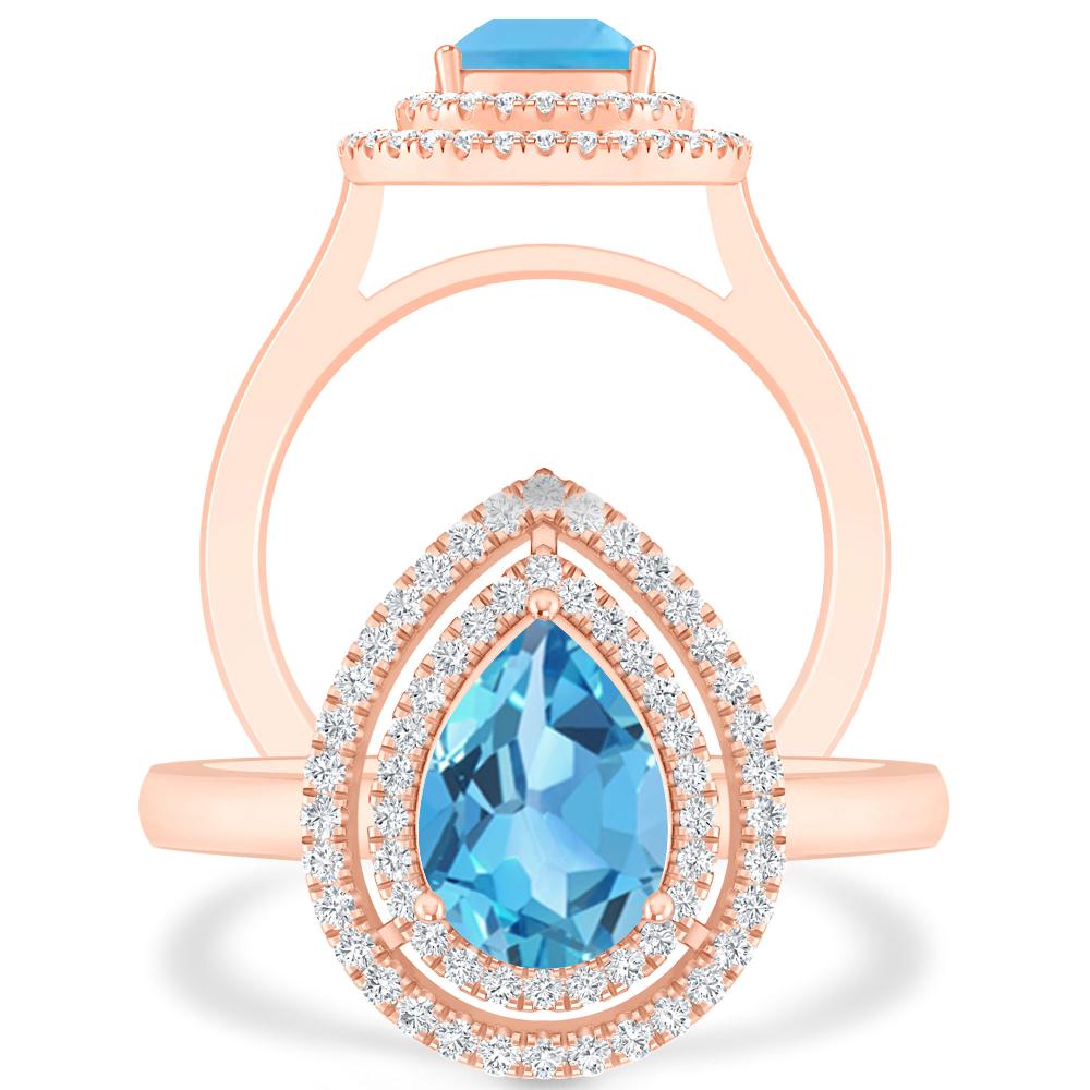 Rose Gold - Blue Topaz