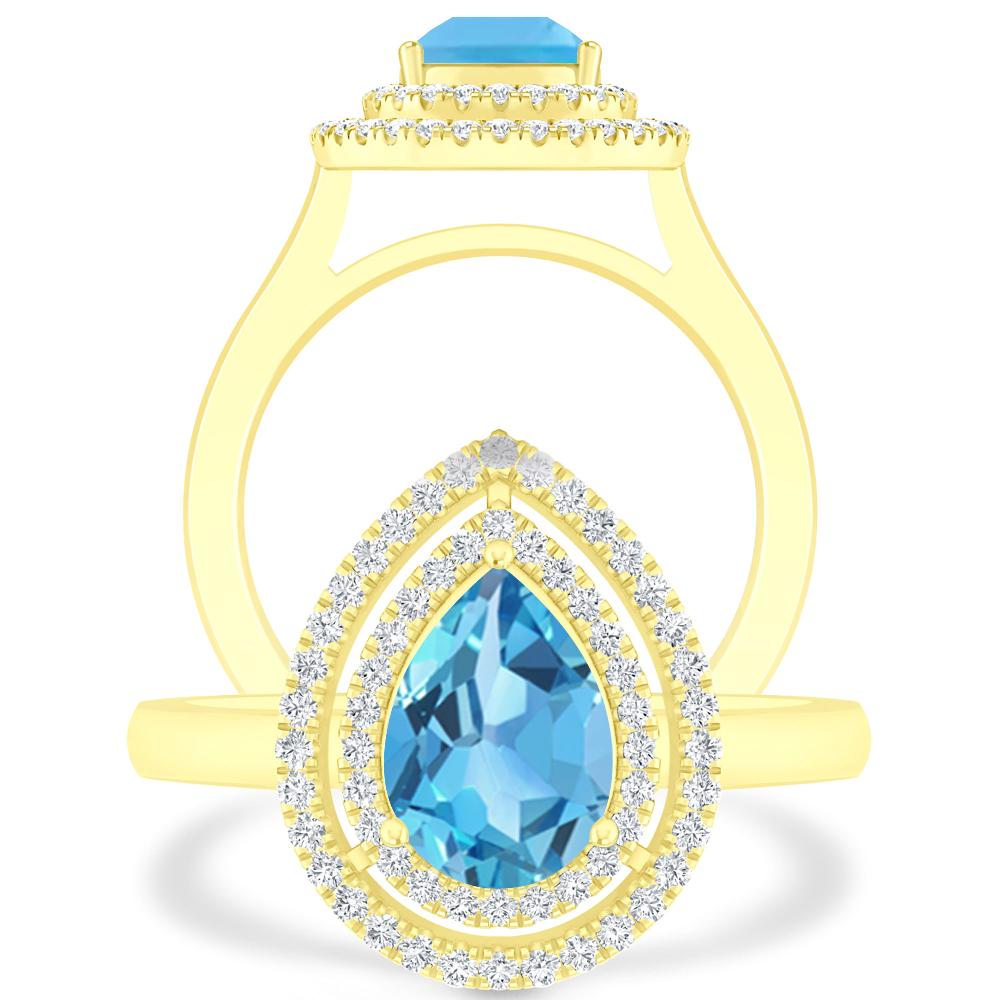 Yellow Gold - Blue Topaz