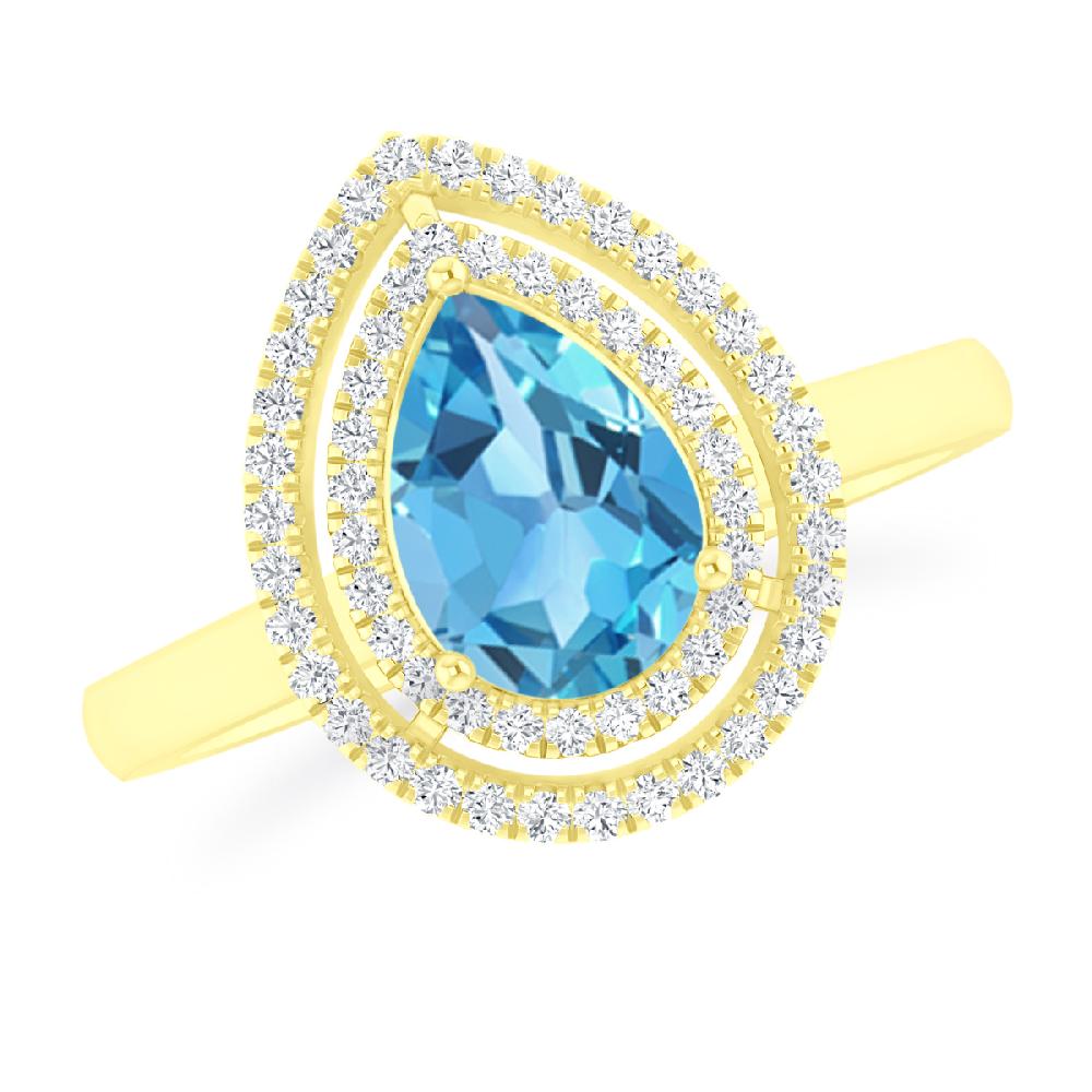 Yellow Gold - Blue Topaz