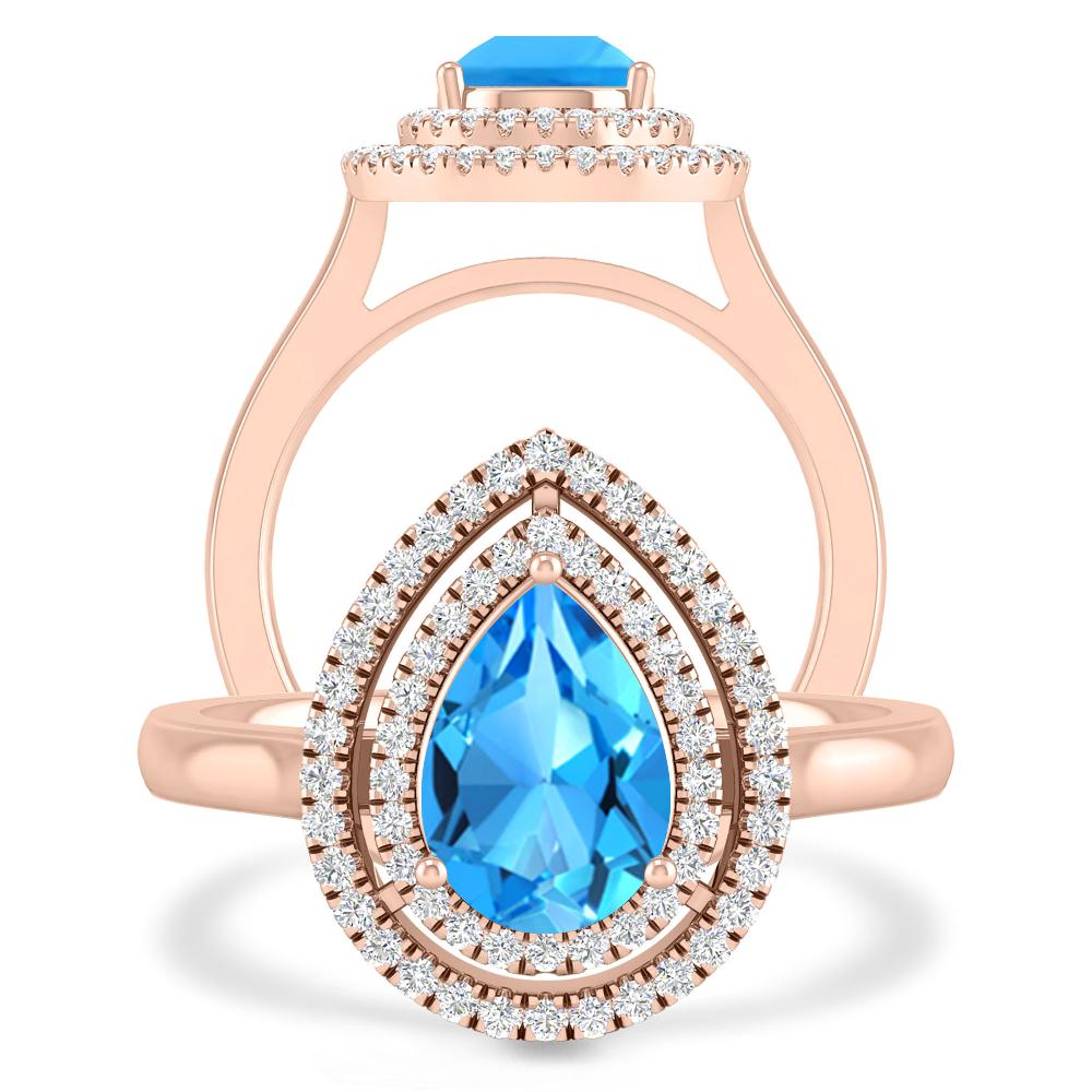 Rose Gold - Blue Topaz