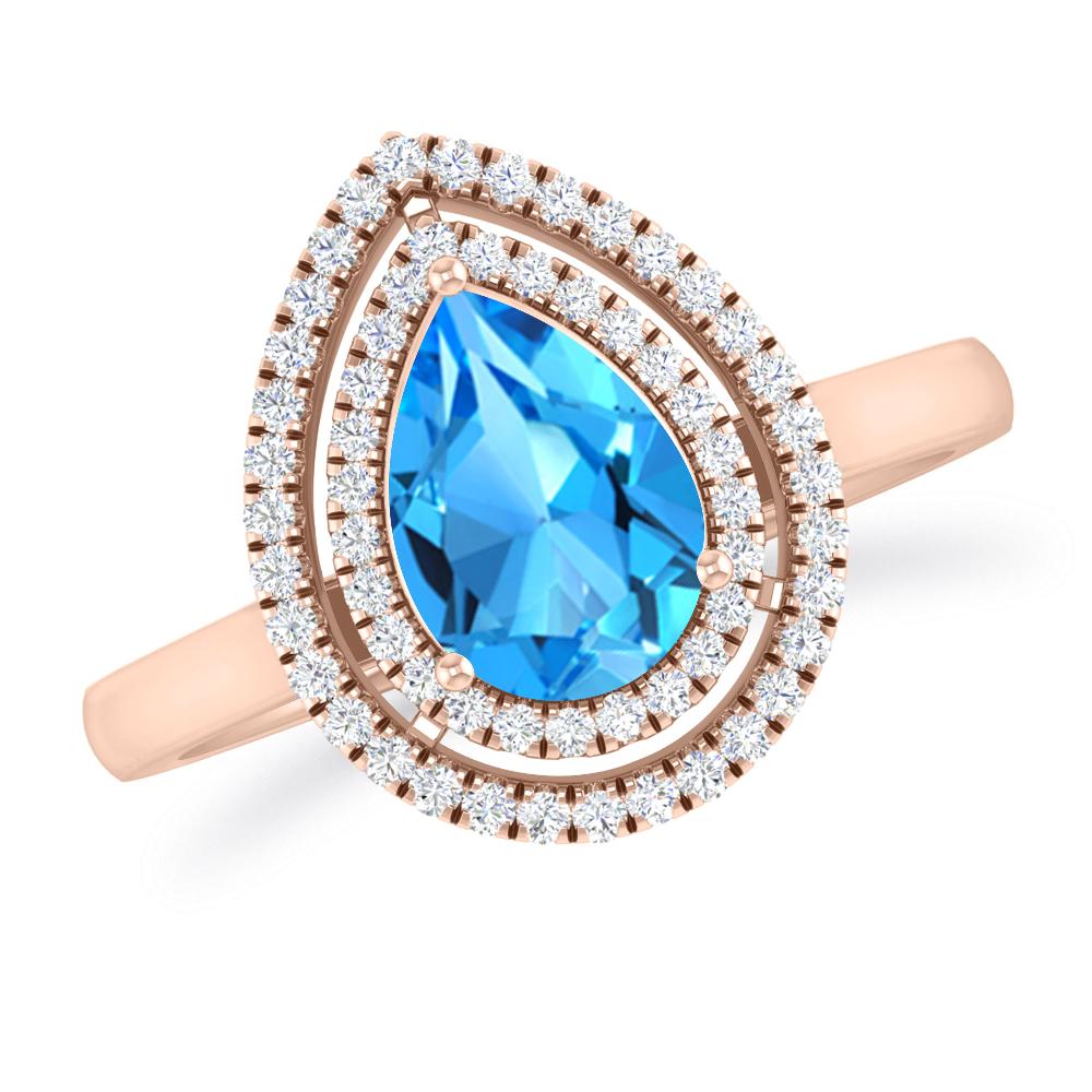 Rose Gold - Blue Topaz