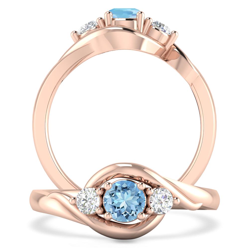 Rose Gold - Aquamarine