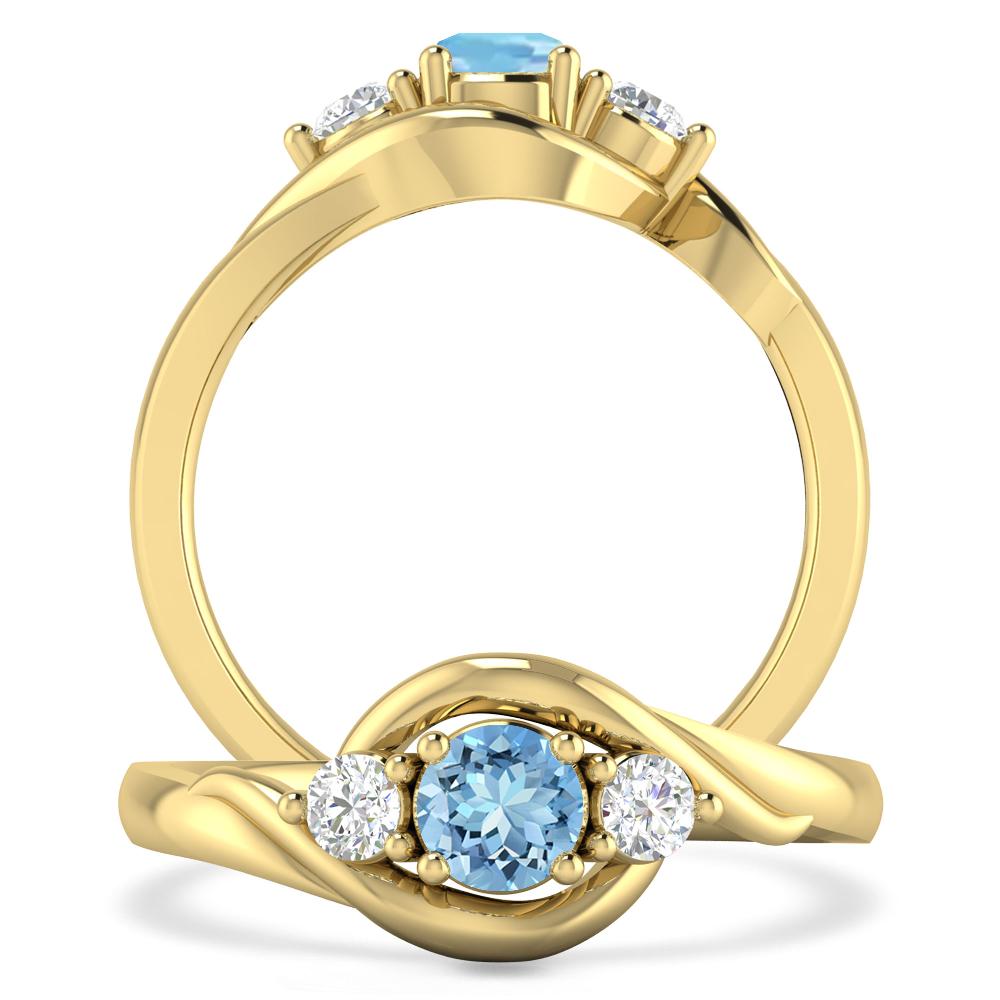 Yellow Gold - Aquamarine