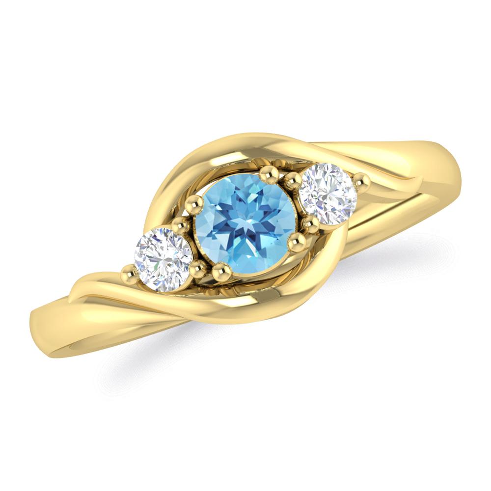 Yellow Gold - Blue Topaz