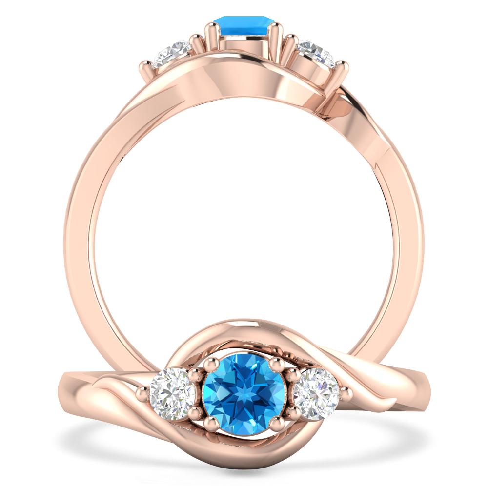 Rose Gold - Blue Topaz