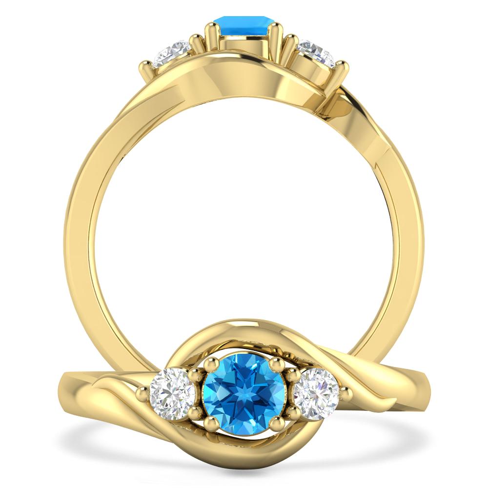 Yellow Gold - Blue Topaz