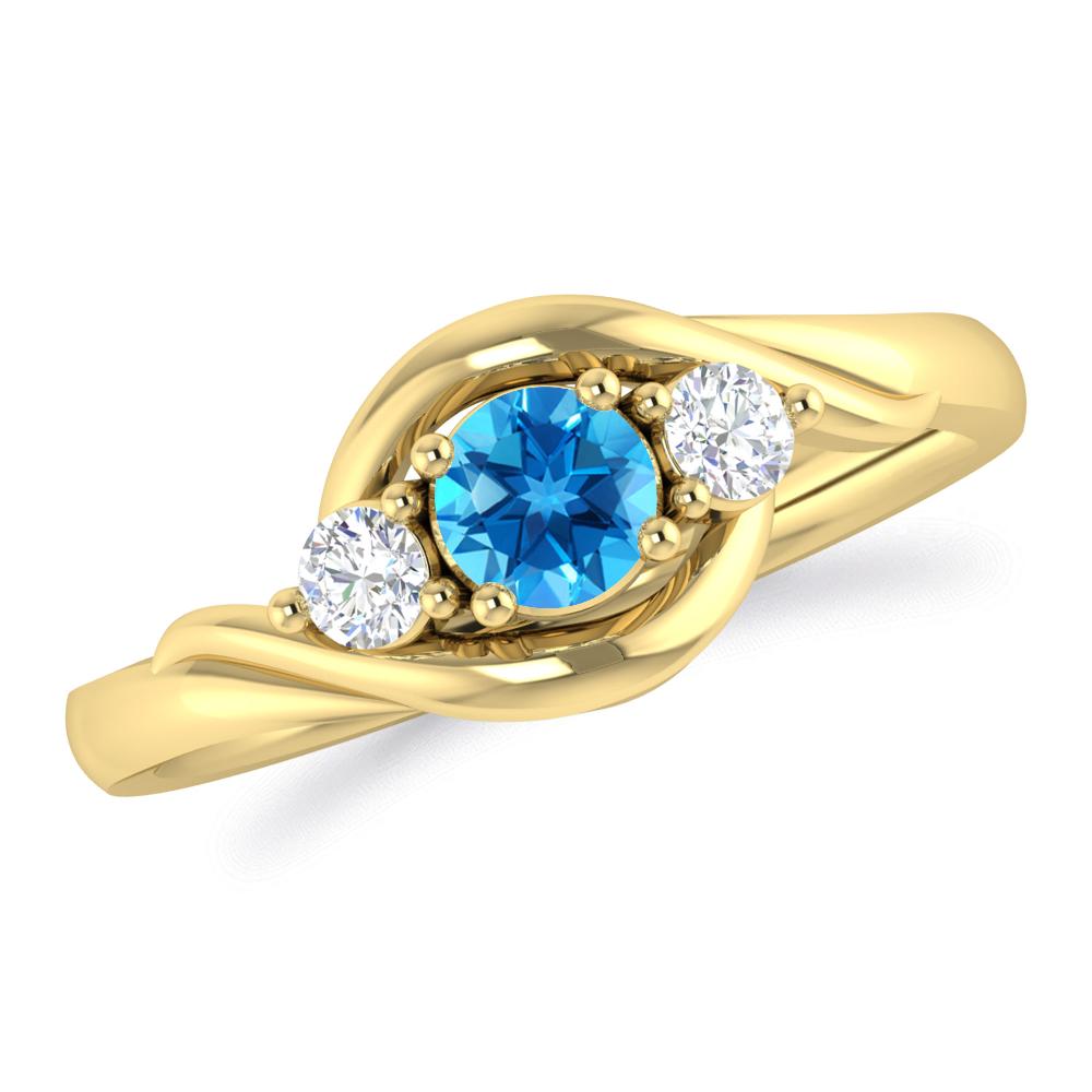 Yellow Gold - Blue Topaz