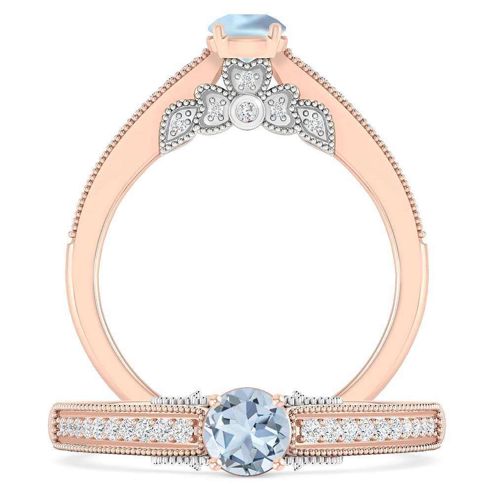 Rose Gold - Aquamarine