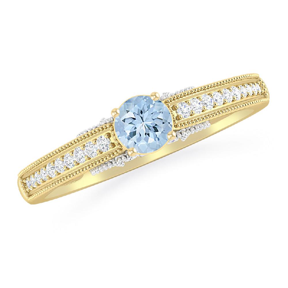 Yellow Gold - Aquamarine