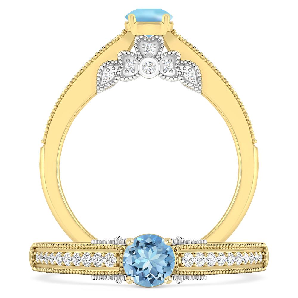 Yellow Gold - Aquamarine