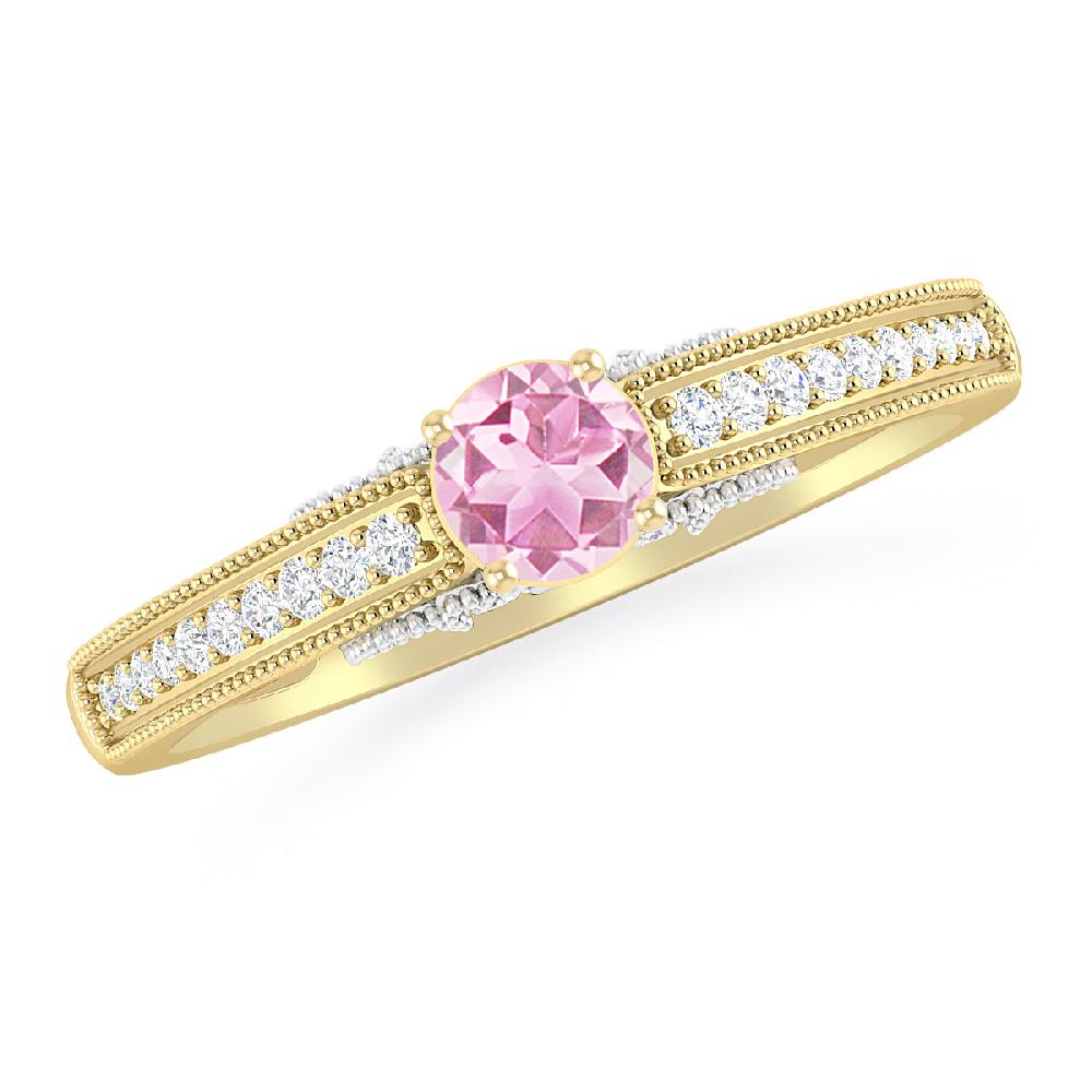 Yellow Gold - Pink Tourmaline