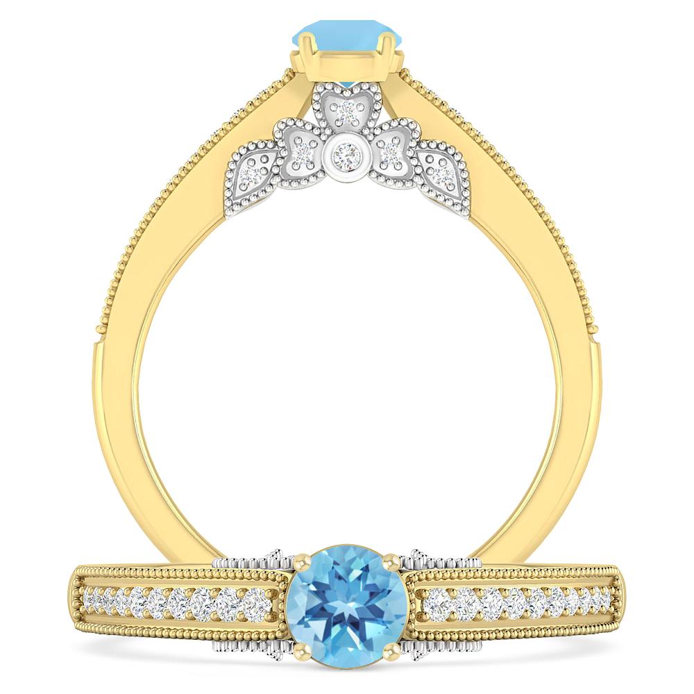 Yellow Gold - Blue Topaz