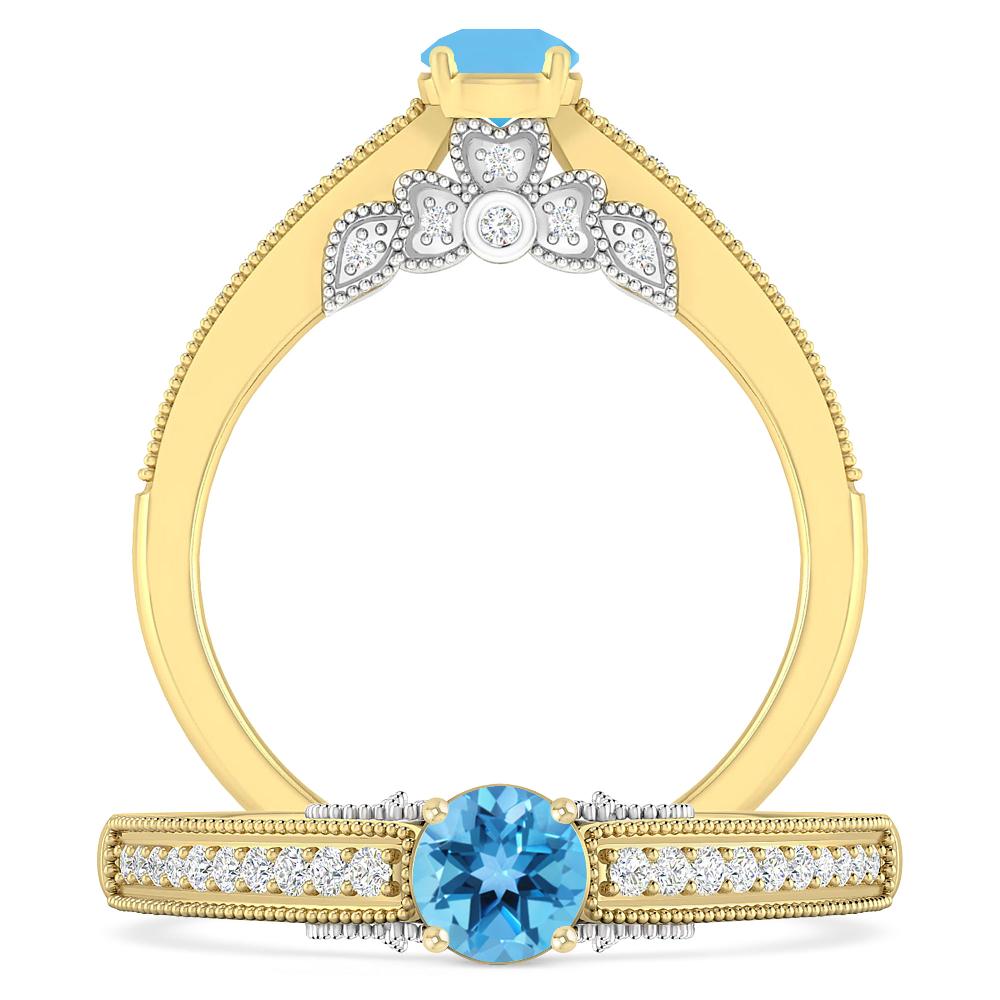 Yellow Gold - Blue Topaz