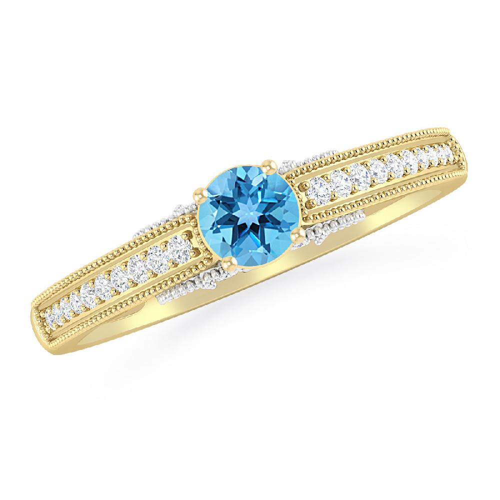 Yellow Gold - Blue Topaz